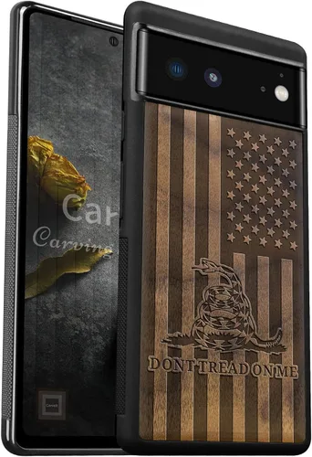 Vista 10 de Carveit Funda de madera para Pixel 6 Pro [madera real dura y TPU suave] a prueba de golpes, funda de madera única y elegante compatible con Google