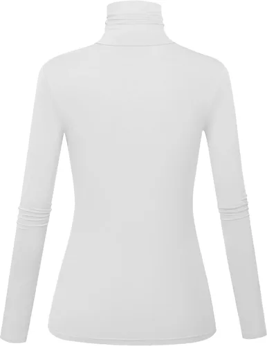 Vista 2 de Camisas de manga larga con cuello alto para mujer, ajustadas, ligeras, capa base, tops casuales