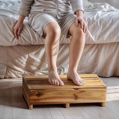 Vista 8 de TINAMO Taburete de Un Paso de 3.5" para Ancianos, Taburete Elevado de Madera de Acacia para Cama - 550 Lbs Taburete de Movilidad de Madera