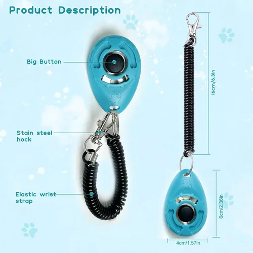 Vista 4 de Pet Training Clicker with Wrist Strap - Dog Training Clickers for Puppy, Cat, Potty, Bird, Horse, Pet, Trainer Training Tools, Behavior Aids