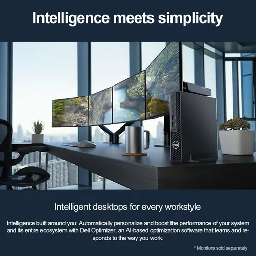 Vista 2 de DELL OptiPlex 3000 Series 3080 - Escritorio con factor de forma micro, Intel Core i5-10500T, 16GB RAM, 256GB PCIe SSD, Wi-Fi 5, Bluetooth, KB