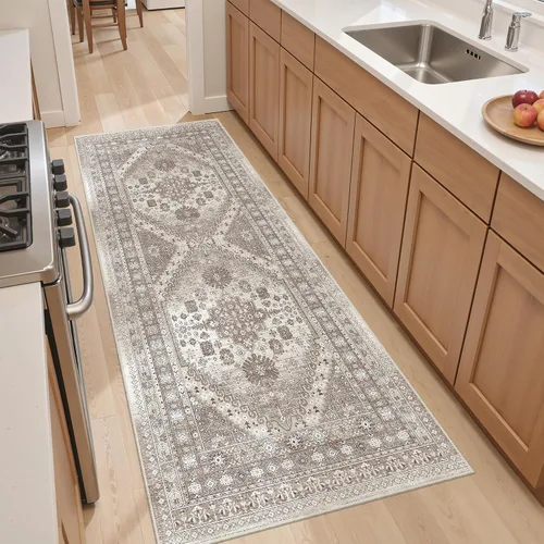 Vista 40 de befbee - Alfombra para sala de estar, lavable y resistente a manchas, con base antideslizante, ideal para dormitorio y cocina, decoración clásica