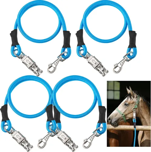 Vista 10 de Riakrum 4 lazos elásticos para remolque de caballo con cierre rápido, color Negro