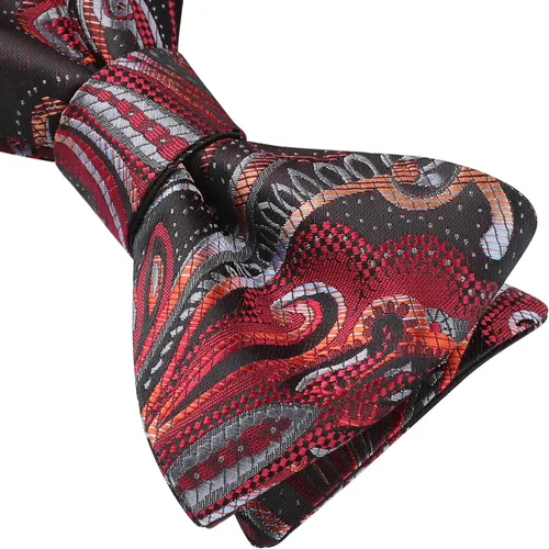 Vista 35 de HISDERN Pajaritas para hombre, corbatín de cachemira para hombre, corbata de lazo y bolsillo cuadrado, juego formal de esmoquin para boda
