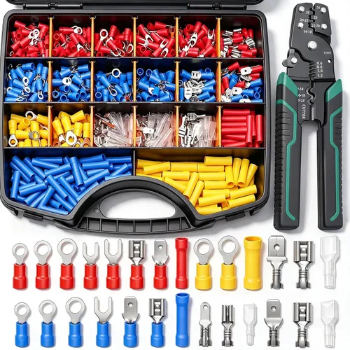 Vista 8 de Twidec/Conectores de crimpado de pala 2.8mm/4.8mm/6.3mm Kit de conectores de pala macho y hembra Incluye anillo de horquilla Conector de alambre 125