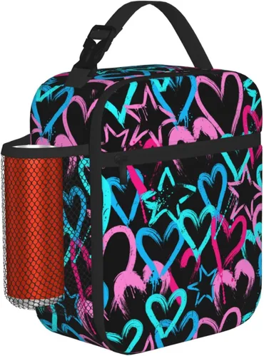 Vista 15 de Lonchera de camuflaje de camuflaje blanco y negro para adolescentes, niñas, niños, hombres y mujeres, bolsa de almuerzo portátil, lonchera aislada