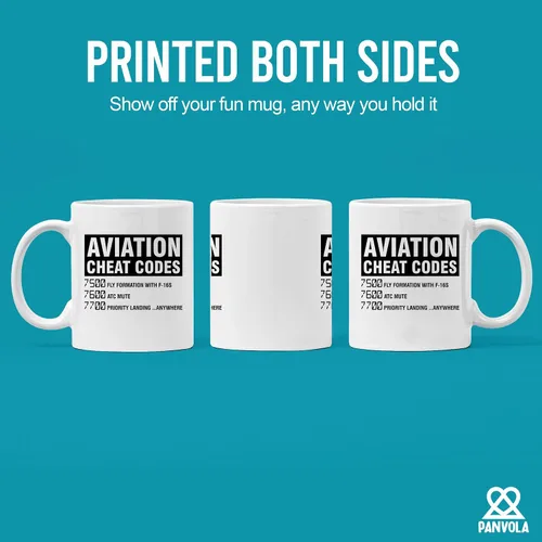 Vista 3 de Panvola Aviation Cheat Codes Pilot Airplane Aerospace Student Coffee Taza de cerámica (11 oz)