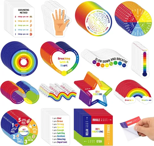 Vista 10 de Tenceur 60 piezas calcomanías sensoriales adhesivas con citas inspiradoras, alivio de la atención plena, artículos anti estrés, suministros