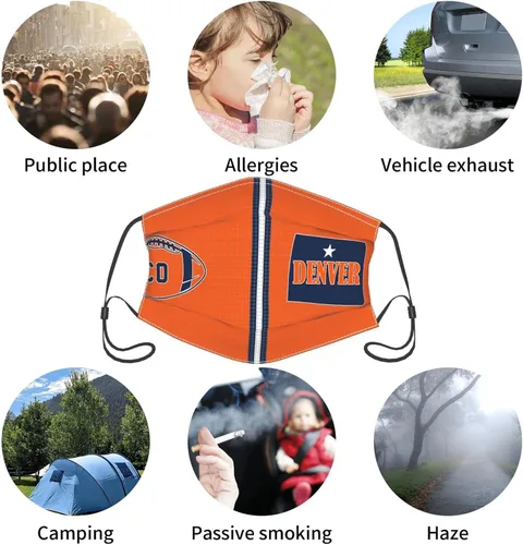 Vista 7 de Pasamontañas para adultos, hombres y mujeres, máscara ajustable para la boca, para fanáticos del fútbol con filtro, paquete de 3 (Denver B1)