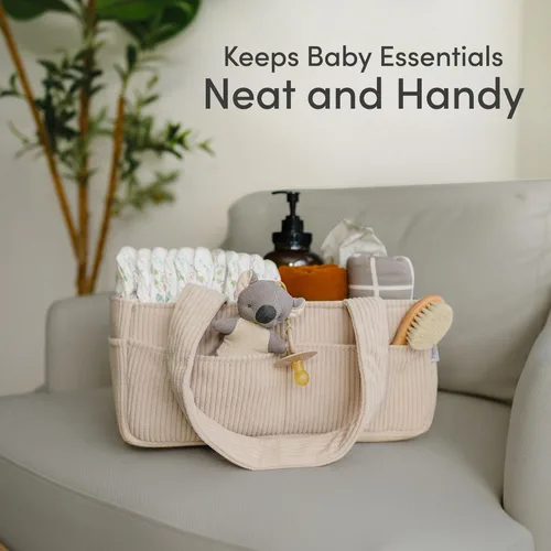 Vista 7 de PUTSKA Organizador de pañales para bebé para mesa de cambio – Elegante cesta de almacenamiento para guardería, artículos esenciales para recién