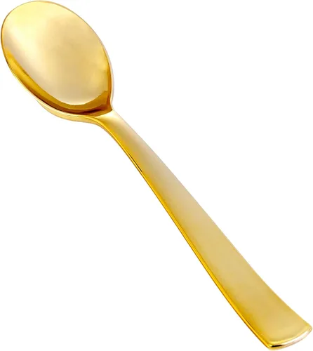 Vista 10 de YOUBET 50 tenedores de plástico dorado – Tenedores de plástico resistentes – cubiertos desechables dorados sólidos y duraderos para fiestas, picnic