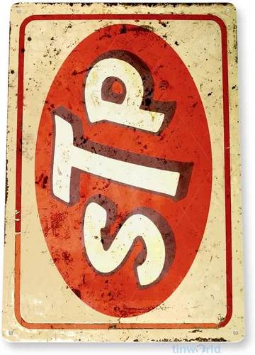 Vista 3 de Tinworld C228 STP - Placa decorativa de metal con diseño retro rústico de gasolina