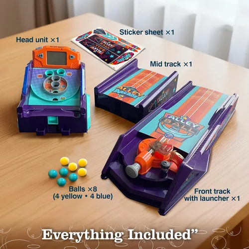 Vista 7 de Juego de Bola de Callejón — Juego de Mesa Electrónico de Rodar y Puntuar, Puntuación Automática con Luces y Sonido, Lanzador con Manija — 1-2