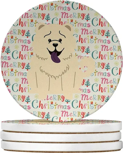 Vista 157 de Abyssinian Sand Terrier Merry Christmas - Posavasos grandes de piedra arenisca (4 unidades)