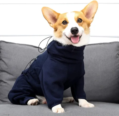 Vista 5 de Perro Pajamast - Mameluco cálido a prueba de viento Fitwarm de forro polar suave, talla XS, color verde turquesa