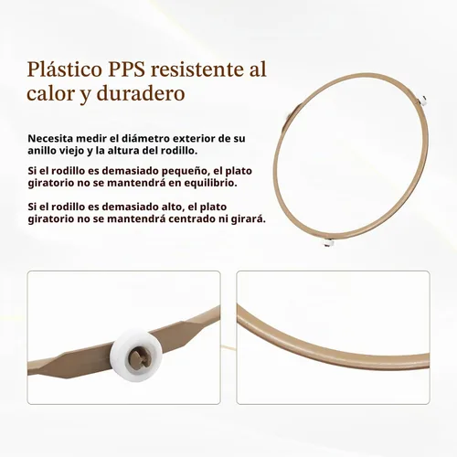 Vista 3 de Anillo de repuesto para plato giratorio de microondas, anillo de rodillo de 8.7 pulgadas con rodillos de 0.591 in para soporte de bandeja de vidrio