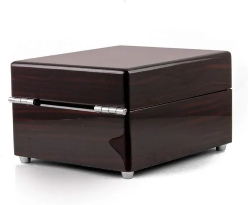 Vista 3 de Caja de música marrón con compartimento para joyas, muchas canciones para elegir, no puedo evitar enamorarse de ti