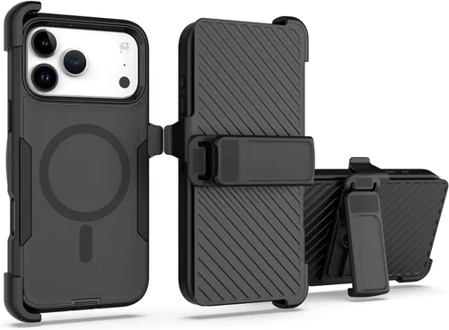 Vista 23 de Funda diseñada para iPhone 16 Pro, magnética, doble protección, resistente y duradera, compatible con MagSafe, clip trasero desmontable, a prueba