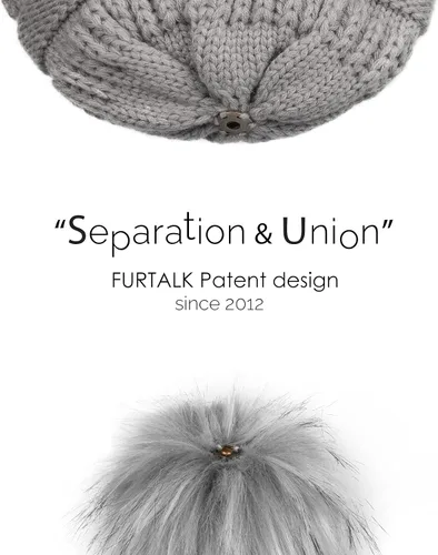 Vista 4 de FURTALK Gorro de invierno para mujer, con forro polar, gorro de punto con pompón de invierno con doble forro
