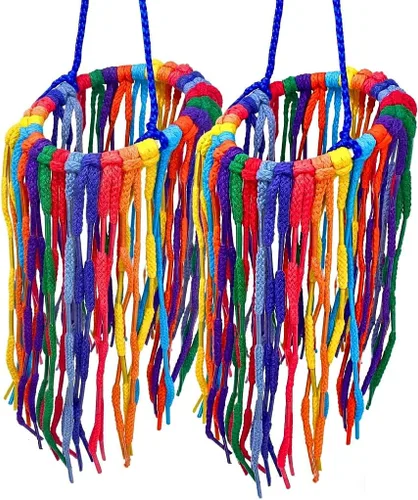 Vista 9 de Bonka Bird Toys 51214 Aglet Heaven - Cordón de algodón con Aglets de plástico y anillo de 2 pulgadas para periquitos, cacatúas, cuáqueros, Pionus