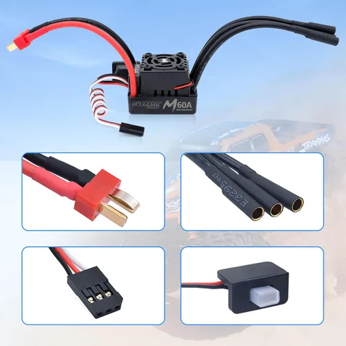 Vista 6 de Surpass Hobby RC Motor sin escobillas ESC Combo Impermeable M3650 4500KV Motor sin escobillas y set combinado 60A ESC para camionetas de control