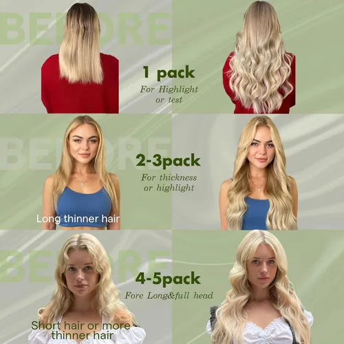 Vista 4 de RUNATURE Extensiones de cabello humano con punta en U, extensiones de cabello humano negro azabache, extensiones de cabello humano con punta