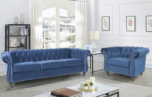 Vista 29 de RARZOE Chesterfield - Juego de sofá biplaza, beige, espuma, 1+2 plazas, 67 pulgadas de ancho x 32 pulgadas de profundidad x 27 pulgadas de alto