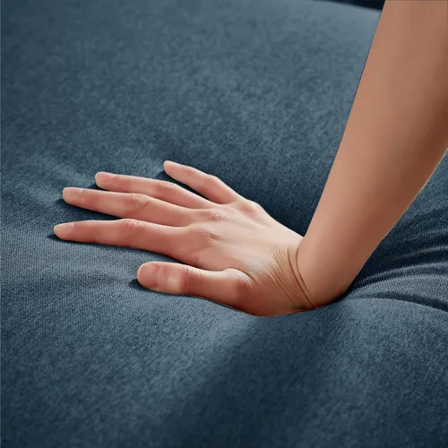 Vista 7 de Sofá modular de 105 pulgadas para sala de estar, sofá en forma de U de 4 plazas con doble diván de fibra de lino de poliéster, color azul Gris claro