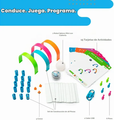 Vista 2 de Kit de actividad Sphero Mini - Robot de codificación habilitado para aplicaciones - Set de construcción de 55 piezas y tarjetas de actividades