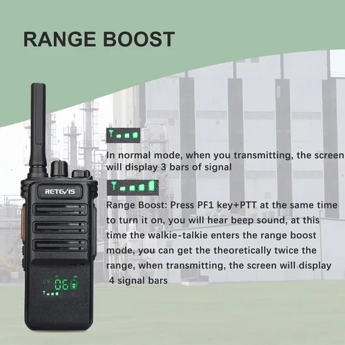 Vista 6 de Retevis RB89 Radio de 2 vías de largo alcance, Walkie Talkie de alta resistencia, inalámbrico, alta potencia, 700,000 pies cuadrados/50 pisos