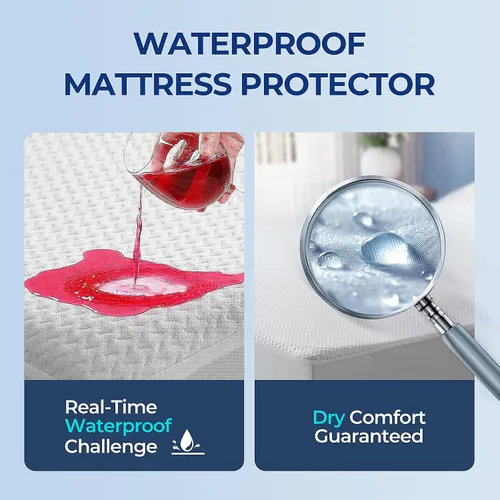 Vista 4 de TASTELIFE Protector de Cama Gemela Impermeable, Funda de Colchón Ultra Suave y Transpirable con Bolsillo Profundo Ajustable de hasta 8"-21