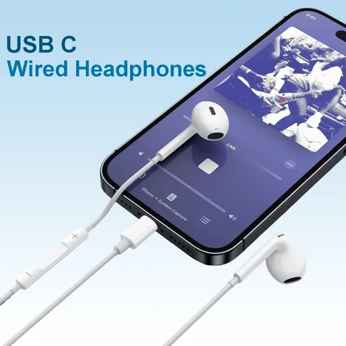 Vista 8 de Auriculares USB C para iPhone 17/16/15, auriculares tipo C con micrófono y control remoto, cancelación de ruido para iPhone 17 16 15 Pro Max Plus
