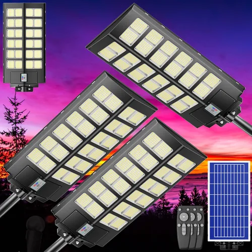 Vista 13 de Luz solar de calle, 8000 W, 7000 K, 480000 lúmenes, 1152 luces LED solares de estacionamiento del anochecer al amanecer, luces solares al aire
