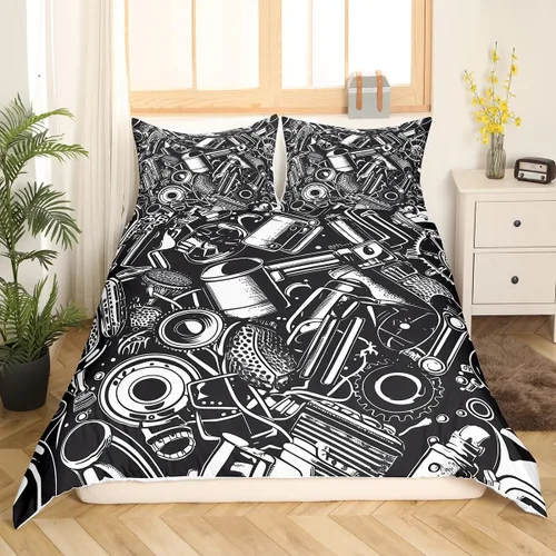 Vista 5 de Feelyou Juego de ropa de cama tropical con temática de playa hawaiana, juego de funda de edredón con estampado de palmeras y palmeras de océano
