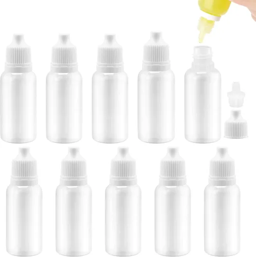Vista 9 de AHIER Botella cuentagotas de plástico de 15 ml, botella cuentagotas para ojos, botella cuentagotas de plástico vacía y exprimible con tapa (5)