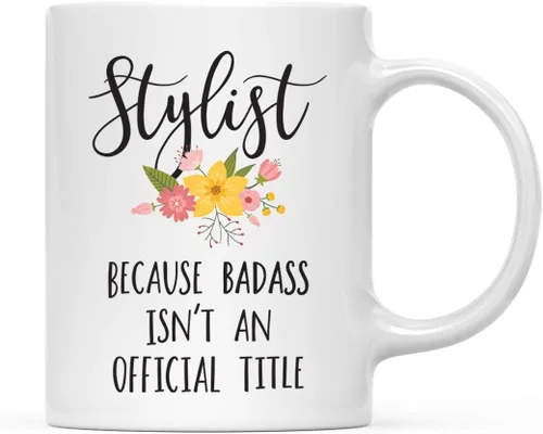 Vista 47 de Andaz Press Taza de café de 11 onzas, regalo de broma, tía porque Badass no es un título oficial, gráfico floral, 1 paquete
