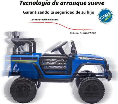 Vista 8 de Hikiddo - Coche eléctrico de 24 V para niños, vehículo eléctrico para montar, camioneta de juguete para niños pequeños de 3 a 5 años con control Azul