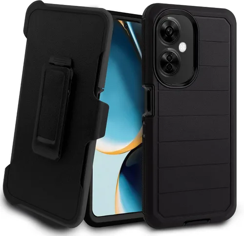 Vista 10 de Jackpotwireless - Funda para OnePlus Nord N30 5G, de cuerpo completo, resistente, de doble capa, a prueba de golpes, con soporte y protector de Negro