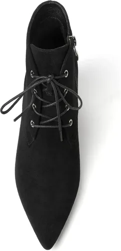Vista 4 de Eldof Botines de mujer con tacón bajo y grueso, puntera puntiaguda, con cordones, cómodas botas para caminar