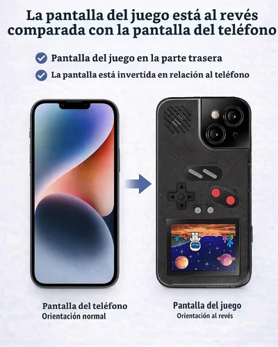 Vista 6 de Funda para teléfono de juegos, 168 videojuegos pequeños integrados, color negro, compatible con iPhone 12 Mini