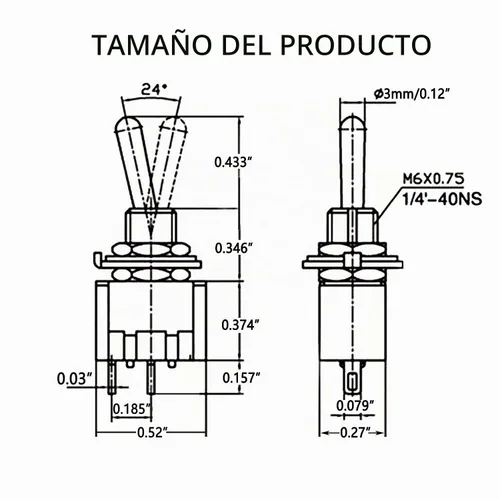 Vista 2 de Mxuteuk 8 piezas interruptor de palanca mini SPST interruptor en miniatura encendido/apagado 2 terminales 2 posiciones 6 A 125 V 3 A 250 V
