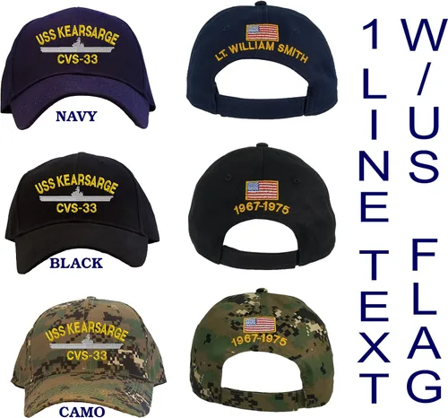 Vista 5 de Spiffy Custom Gifts Gorra de béisbol bordada personalizada USS Kearsarge CVS-33 azul marino, marino