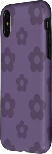 Vista 2 de Carcasa bohemia estética para iPhone X/XS con diseño de margaritas y flores hippie violeta claro