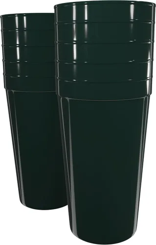 Vista 124 de PartyPrints Paquete de 100 vasos de plástico en blanco reutilizables de 10 a 12 onzas, vasos de estadio a granel, sin BPA, aptos para lavavajillas