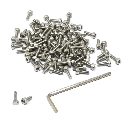 Vista 142 de iexcell Kit de tornillos de cabeza hexagonal de acero inoxidable 304, 100 unidades M2 x 0.157 in, paso de rosca de 0.016 in