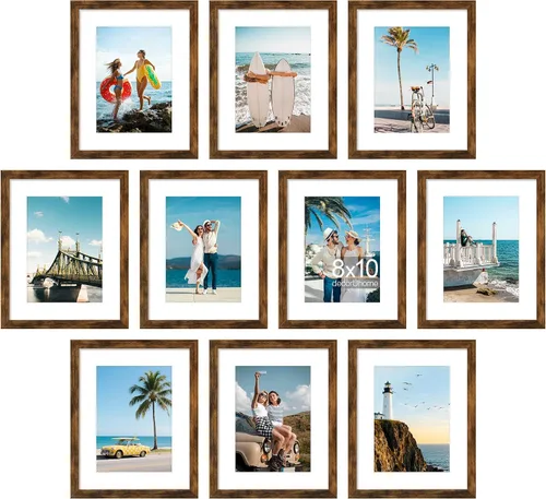 Vista 54 de decorUhome Paquete de 10 marcos de fotos de 4 x 6 pulgadas, decoración de Dorado