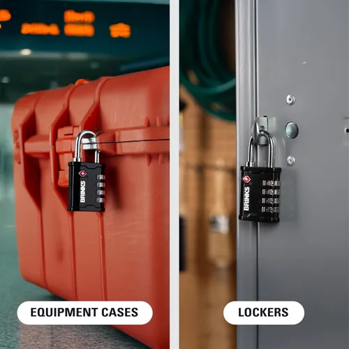 Vista 6 de BRINKS Cerradura para caja de pistola aprobada por la TSA, cerradura de viaje para equipaje, candado de combinación reiniciable de 4 esferas