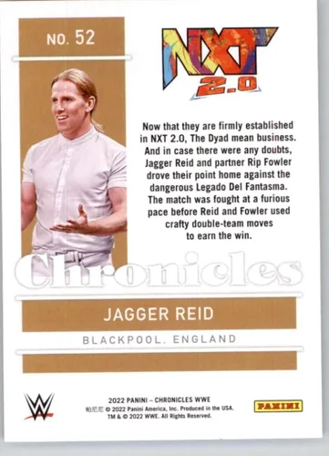 Vista 2 de 2022 Panini Chronicles #52 Jagger Reid NXT 2.0 Chronicles Official WWE Wrestling Card in Raw (NM or Better) Condition