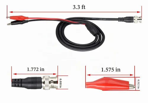 Vista 2 de Cable de prueba BNC a cocodrilo de 75 ohmios, clip de cocodrilo doble BNC, coaxial BNC macho Q9 a 2, clip de prueba de cocodrilo Leadfor