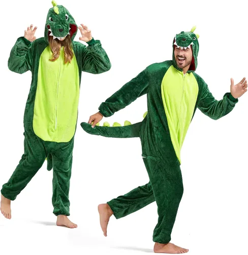 Vista 2 de SISKIN Pijama de animal para adultos, disfraces de Halloween para mujeres, hombres, parejas, pijamas de Halloween, cosplay, mameluco de animales